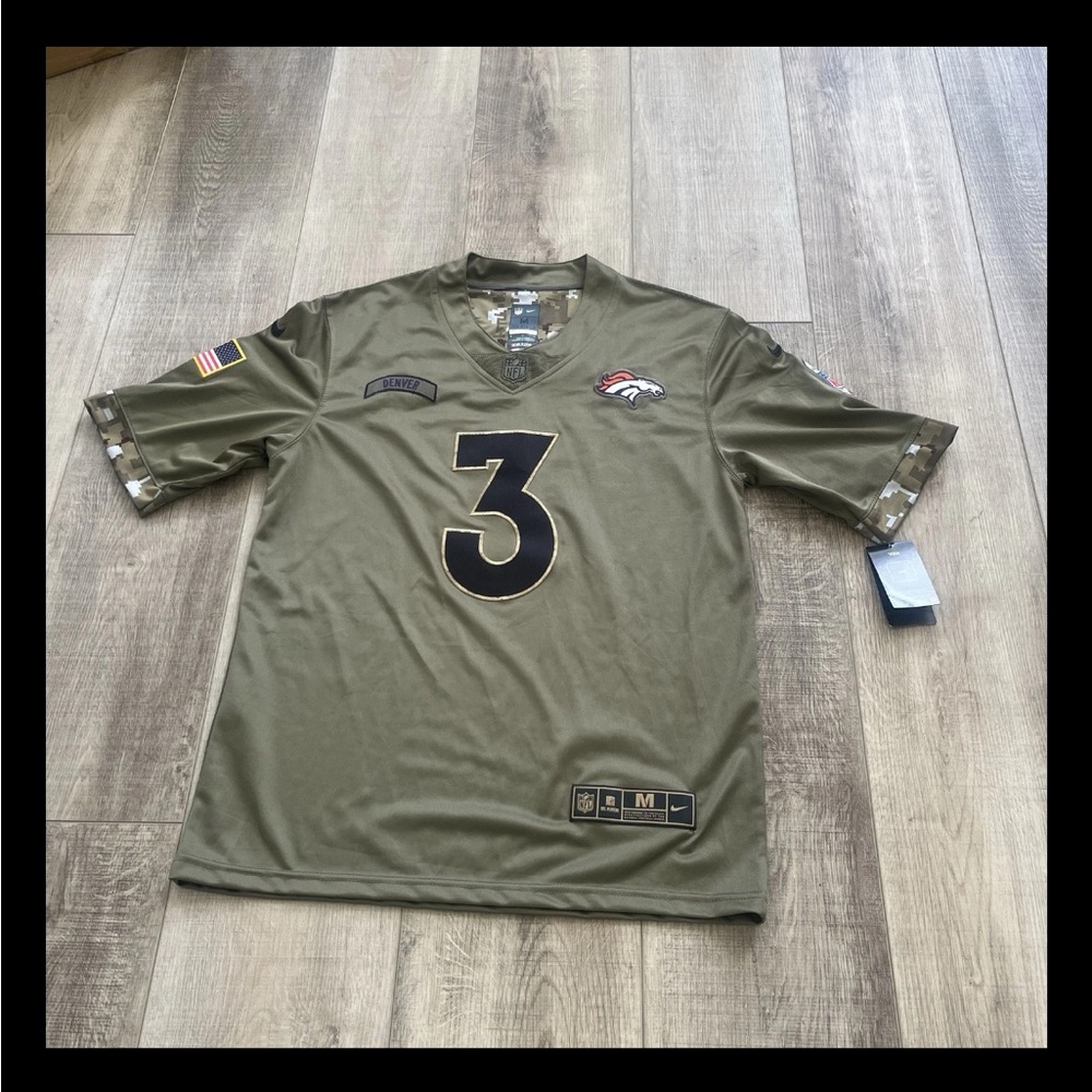 Nike NWT SALUTE TO SERVICE Denver Broncos #3 Wilson Jersey M Green $170 RARE